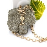 Karley Smith - Pyrite Square & Gold plated Pendant on Gold plated Textured Oval Chain