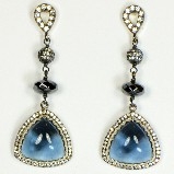 Azaara Rhodium Accents with Swarovski London Blue Crystals Earrings
