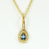 Azaara 22k Vermeil with Aquamarine Teardrop with Pave CZ  Pendant Necklace
