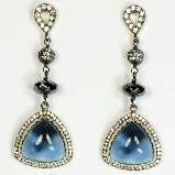 Azaara Rhodium Accents with Swarovski London Blue Crystals Earrings